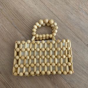 Wood bead handbag/ bracelet clutch